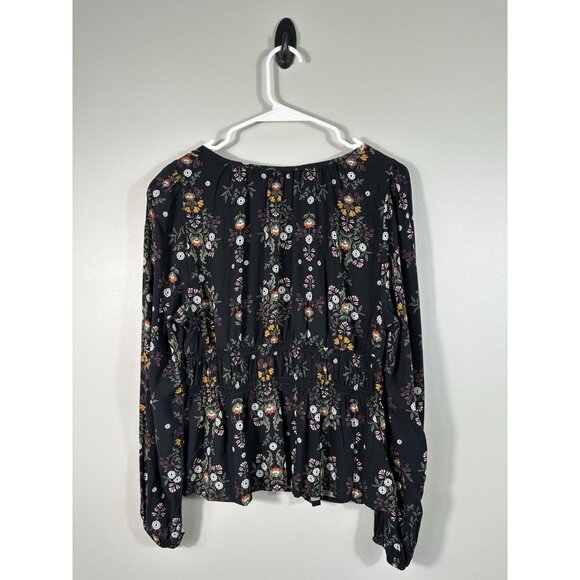 Old Navy Top Womens Small Lot Of 2 Dark Floral Peasant Smocked Boho - Picture 5 of 16